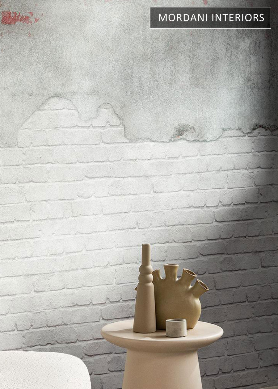 Concrete on White Brick German Wallcovering